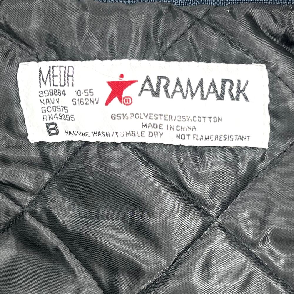 Aramark Quilted Bomber Work Jacket Mens Medium Navy - Picture 7 of 8